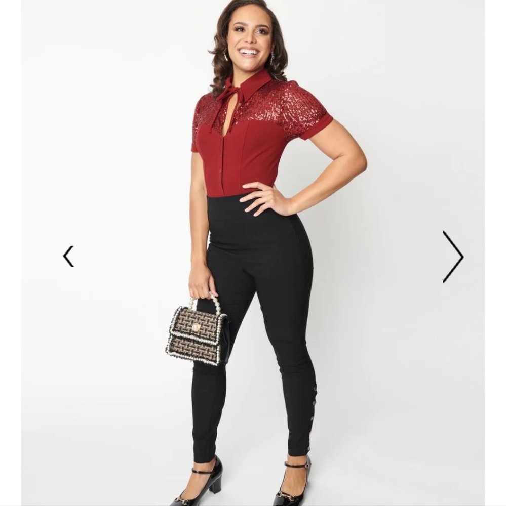 Unique Vintage Black Rizzo side snap pants